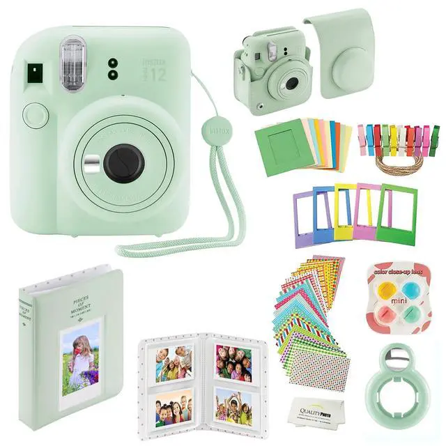 Alt view image 7 of 7 - DIXSG Instax Mini 12 Instant Camera with Case, Decoration Stickers, Frames, Photo Album and More Accessory kit (Mint Green)