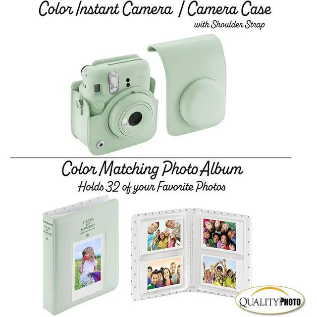 Alt view image 4 of 7 - DIXSG Instax Mini 12 Instant Camera with Case, Decoration Stickers, Frames, Photo Album and More Accessory kit (Mint Green)