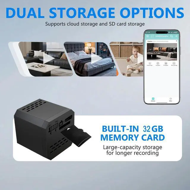 Alt view image 6 of 7 - DIXSG Mini Spy Camera Wireless, Small Hidden Camera with Night Vision, Spy Camera Hidden Camera for Home Security, Baby Monitor, Pet Camera, 32GB SD Card.