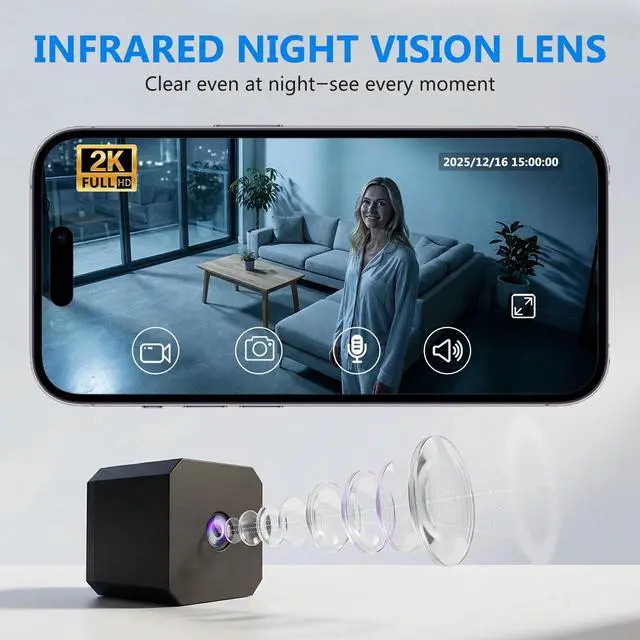 Alt view image 5 of 7 - DIXSG Mini Spy Camera Wireless, Small Hidden Camera with Night Vision, Spy Camera Hidden Camera for Home Security, Baby Monitor, Pet Camera, 32GB SD Card.