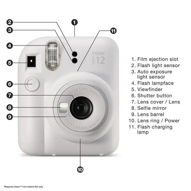 Alt view image 7 of 7 - DIXSG INSTAX MINI 12 Instant Film Camera | Clay White