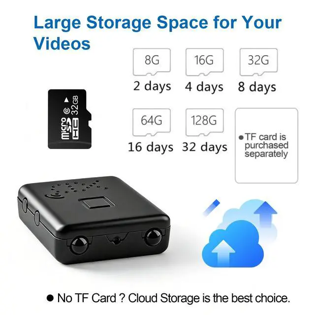 Alt view image 7 of 7 - DIXSG Mini Wireless Security Camera, 1080P HD Portable WiFI Night Vision Nanny Cam, Hidden Spy Camera with Battery, Surveillance Camera for Home, Office