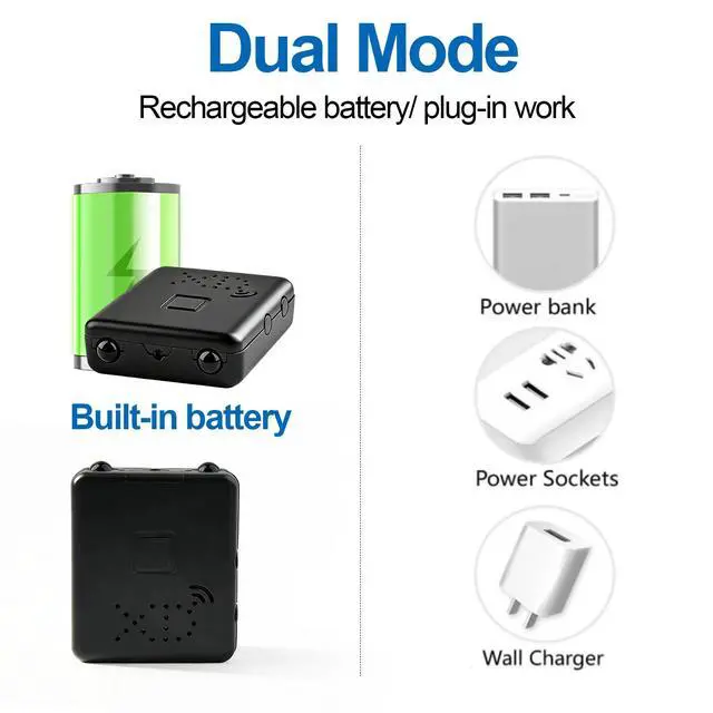 Alt view image 3 of 7 - DIXSG Mini Wireless Security Camera, 1080P HD Portable WiFI Night Vision Nanny Cam, Hidden Spy Camera with Battery, Surveillance Camera for Home, Office