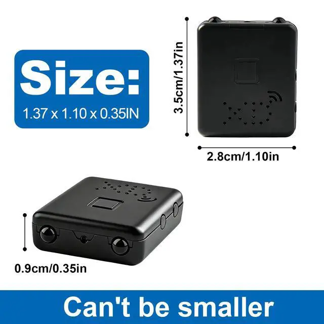 Alt view image 5 of 7 - DIXSG Mini Wireless Security Camera, 1080P HD Portable WiFI Night Vision Nanny Cam, Hidden Spy Camera with Battery, Surveillance Camera for Home, Office