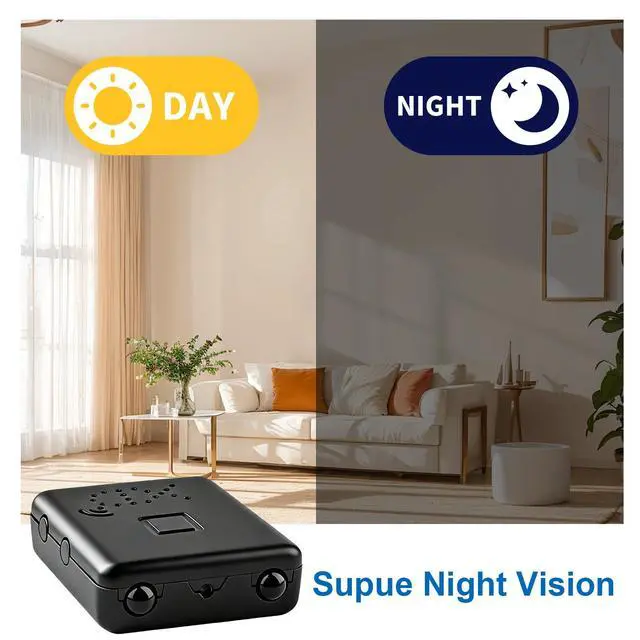 Alt view image 4 of 7 - DIXSG Mini Wireless Security Camera, 1080P HD Portable WiFI Night Vision Nanny Cam, Hidden Spy Camera with Battery, Surveillance Camera for Home, Office