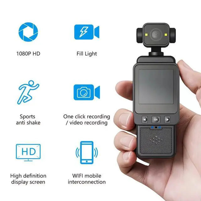 Alt view image 3 of 7 - DIXSG Mini Body Camera, 1080P FHD WiFi Video Camera with Audio and Photograph, Clip Pocket Vlog Camera for Daily Work Serving Records,180° Rotating Head, 120° Wide Angle, Built-in Flash, 64GB Card