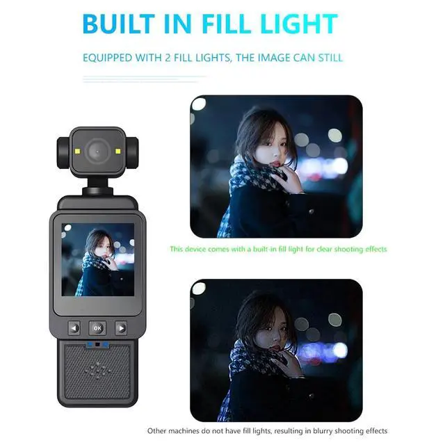 Alt view image 4 of 7 - DIXSG Mini Body Camera, 1080P FHD WiFi Video Camera with Audio and Photograph, Clip Pocket Vlog Camera for Daily Work Serving Records,180° Rotating Head, 120° Wide Angle, Built-in Flash, 64GB Card