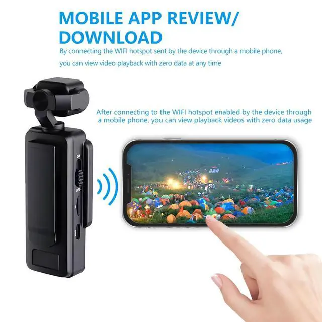Alt view image 6 of 7 - DIXSG Mini Body Camera, 1080P FHD WiFi Video Camera with Audio and Photograph, Clip Pocket Vlog Camera for Daily Work Serving Records,180° Rotating Head, 120° Wide Angle, Built-in Flash, 64GB Card