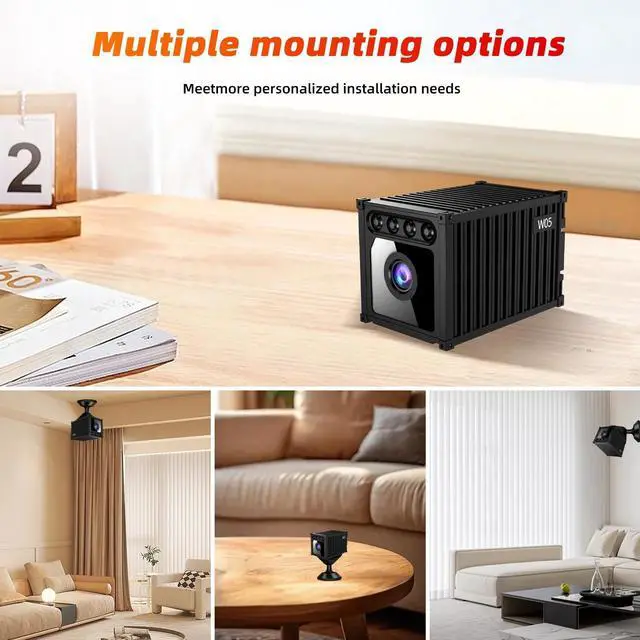 Alt view image 3 of 7 - DIXSG Mini Home Security Camera Wireless, Wide Angle, Night Vision, App Control, Cloud & SD Storage, Portable 1080P HD Small Camera for Indoor Outdoor, Black