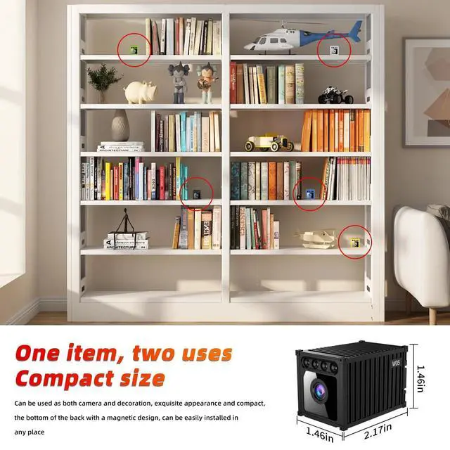 Alt view image 4 of 7 - DIXSG Mini Home Security Camera Wireless, Wide Angle, Night Vision, App Control, Cloud & SD Storage, Portable 1080P HD Small Camera for Indoor Outdoor, Black