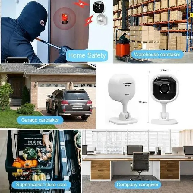 Alt view image 2 of 7 - DIXSG Mini Home WiFi Security Camera Plug-in 1080P HD Video Night Vision with Two-Way Audio 360 Degree Rotation for Indoor and Outdoor, White