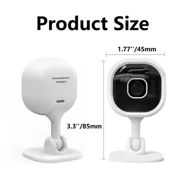 Alt view image 5 of 7 - DIXSG Mini Home WiFi Security Camera Plug-in 1080P HD Video Night Vision with Two-Way Audio 360 Degree Rotation for Indoor and Outdoor, White