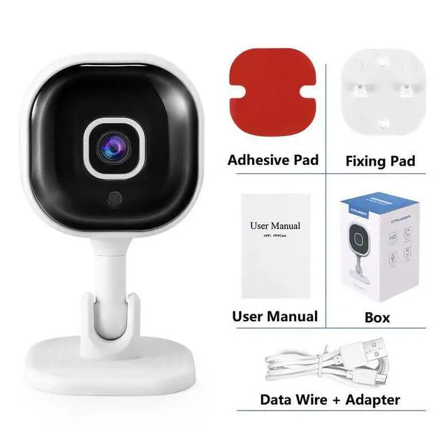 Alt view image 7 of 7 - DIXSG Mini Home WiFi Security Camera Plug-in 1080P HD Video Night Vision with Two-Way Audio 360 Degree Rotation for Indoor and Outdoor, White