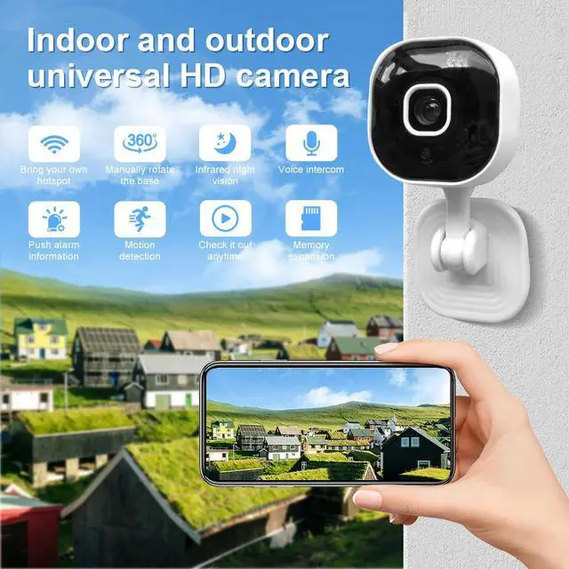 Alt view image 6 of 7 - DIXSG Mini Home WiFi Security Camera Plug-in 1080P HD Video Night Vision with Two-Way Audio 360 Degree Rotation for Indoor and Outdoor, White