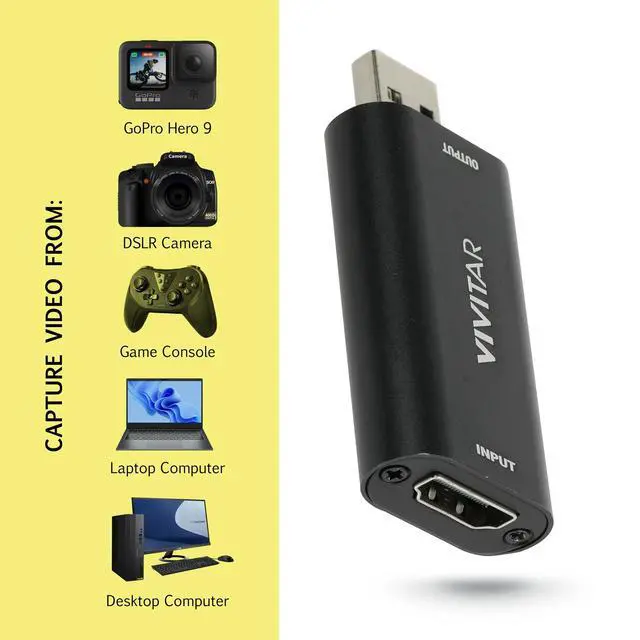 Alt view image 5 of 7 - DIXSG HDMI to USB Video Capture Card with Real-Time HDMI Video and Audio for Live Streaming, Includes USB-C Adapter Cable, Black
