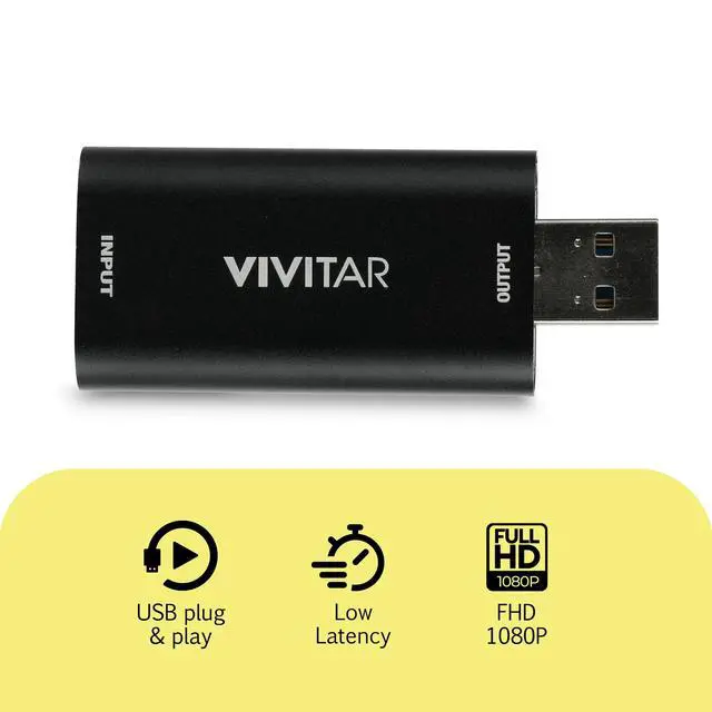 Alt view image 2 of 7 - DIXSG HDMI to USB Video Capture Card with Real-Time HDMI Video and Audio for Live Streaming, Includes USB-C Adapter Cable, Black
