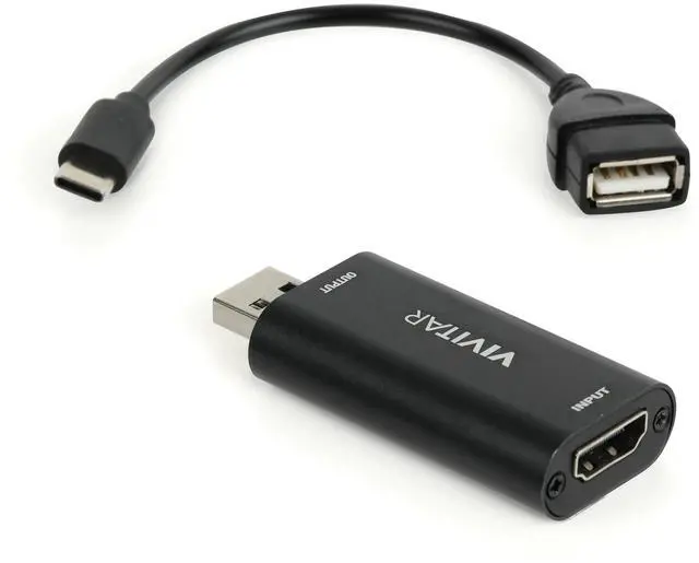Main image of DIXSG HDMI to USB Video Capture Card with Real-Time HDMI Video and Audio for Live Streaming, Includes USB-C Adapter Cable, Black