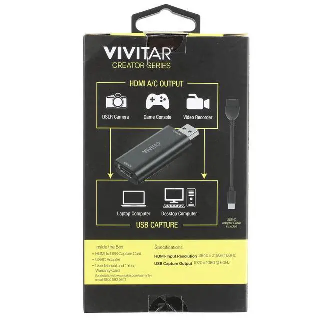 Alt view image 6 of 7 - DIXSG HDMI to USB Video Capture Card with Real-Time HDMI Video and Audio for Live Streaming, Includes USB-C Adapter Cable, Black