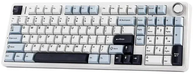 Main image of DIXSG F99 PRO Wireless Mechanical Gaming Keyboard, 95% Layout, Hot Swappable Creamy Switches, Tri-Mode BT5.0/2.4GHz/Type-C, RGB Backlit with Multifunctional Knob, 8000mAh Battery - Blue/White