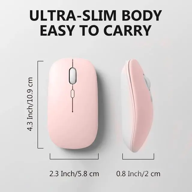 Alt view image 7 of 7 - DIXSG Wireless Mouse, Mouse for Laptop, Bluetooth Mouse, Pink
