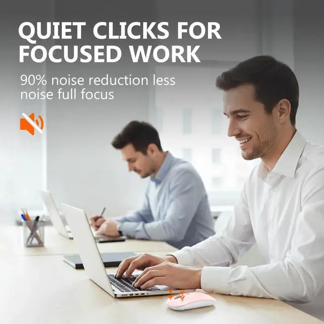 Alt view image 6 of 7 - DIXSG Wireless Mouse, Mouse for Laptop, Bluetooth Mouse, Pink