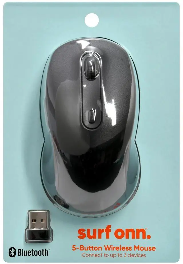 Alt view image 4 of 6 - DIXSG 5-Button Wireless Bluetooth Ambidextrous Mouse, USB-A Nano Receiver, Black