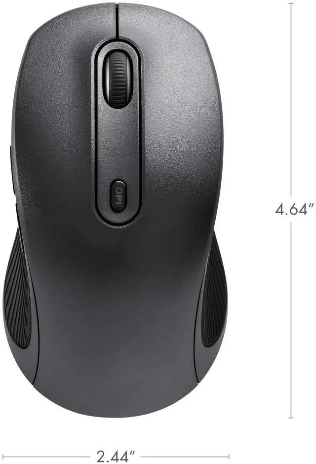 Alt view image 5 of 6 - DIXSG 5-Button Wireless Bluetooth Ambidextrous Mouse, USB-A Nano Receiver, Black