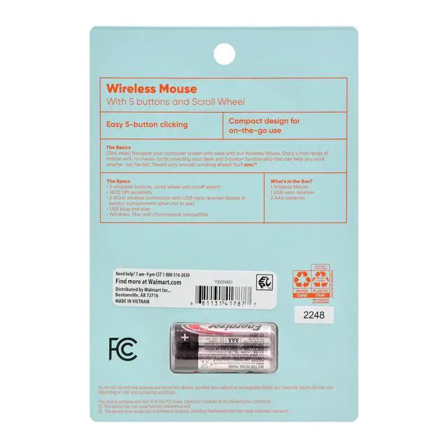 Alt view image 2 of 6 - DIXSG Wireless Mouse with 5 Buttons and Scroll Wheel, 2.4 GHz with USB Nano Receiver, Blue