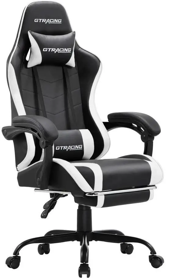 Main image of DIXSG Ergonomic GTWD-200 Gaming Chair with Adjustable Pillows and Footrest, White