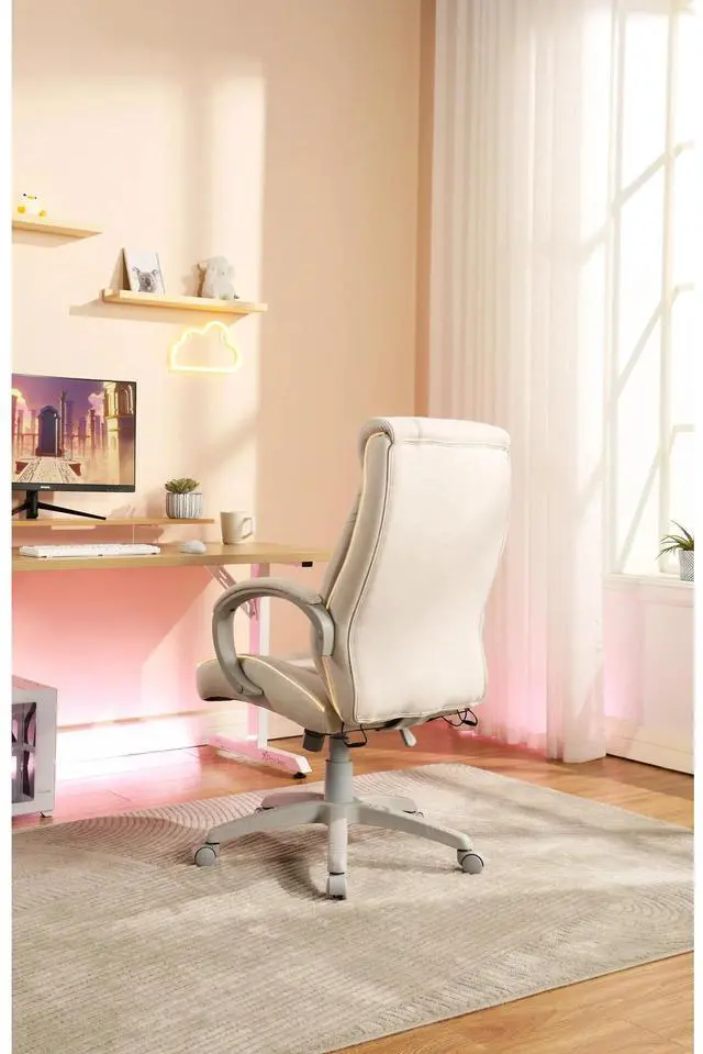 Alt view image 4 of 6 - DIXSG X Rocker Lucent PC Gaming Chair with LED Lighting, Cream