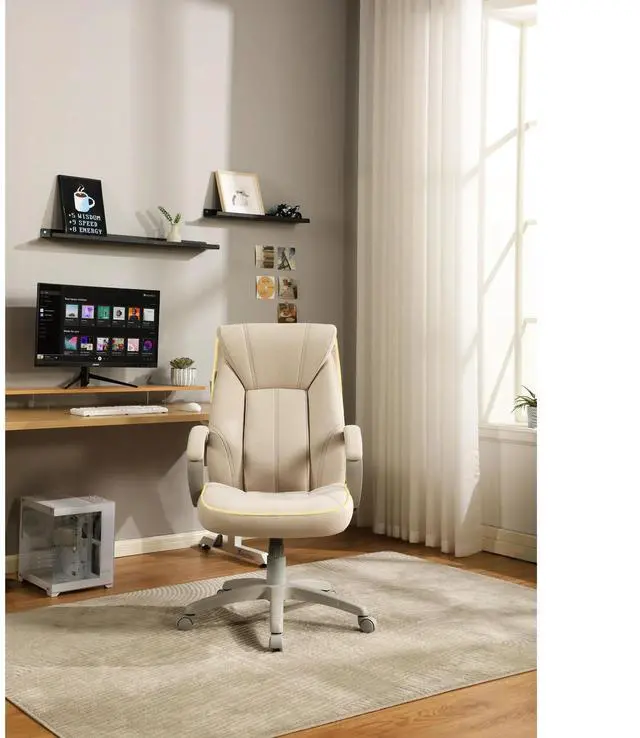 Alt view image 3 of 6 - DIXSG X Rocker Lucent PC Gaming Chair with LED Lighting, Cream