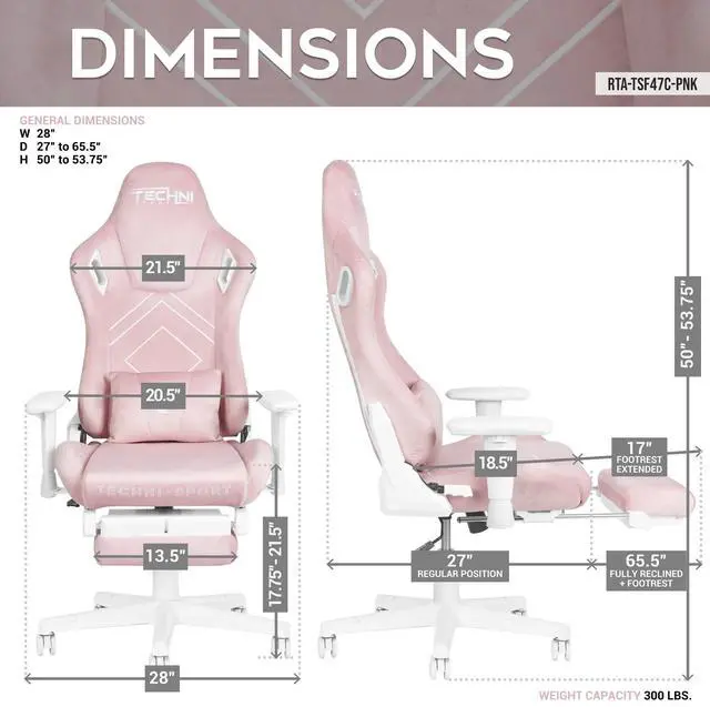 Alt view image 5 of 7 - DISG Pink Velvet Gaming Chair with Footrest, Memory Foam, Lumbar Support, Reclining Back & 300 lbs Capacity