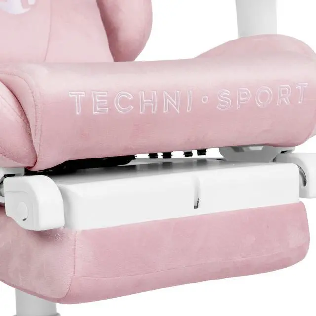 Alt view image 3 of 7 - DISG Pink Velvet Gaming Chair with Footrest, Memory Foam, Lumbar Support, Reclining Back & 300 lbs Capacity