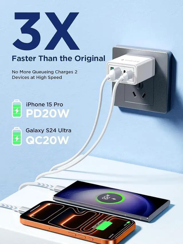 Alt view image 4 of 7 - USB C Charger Block, 40W Fast Charging Block Type C Charging Block 4-Port Dual Port PD+QC Wall Charger Head Cube for iPhone 17 16 15 14 13 12 11 Pro Max XS, iPad, Samsung Phone, Tablet