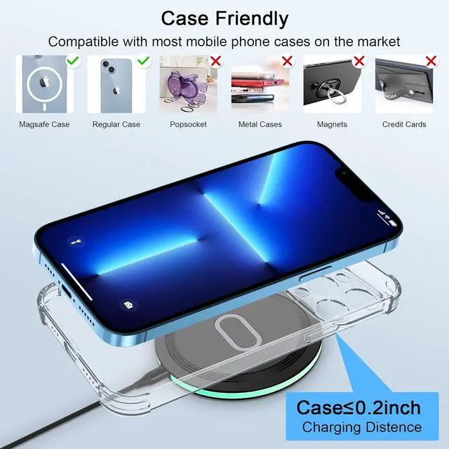 Alt view image 4 of 7 - Wireless Charger Samsung Fast Charging Pad for Samsung Galaxy S26/S25 Ultra/S24 FE/S23 Ultra/S22/S21/Z Flip 8 7 6 5,15W Wireless Charging Station Charger Mat and QC Adapter for Google Pixel 10 9 8a