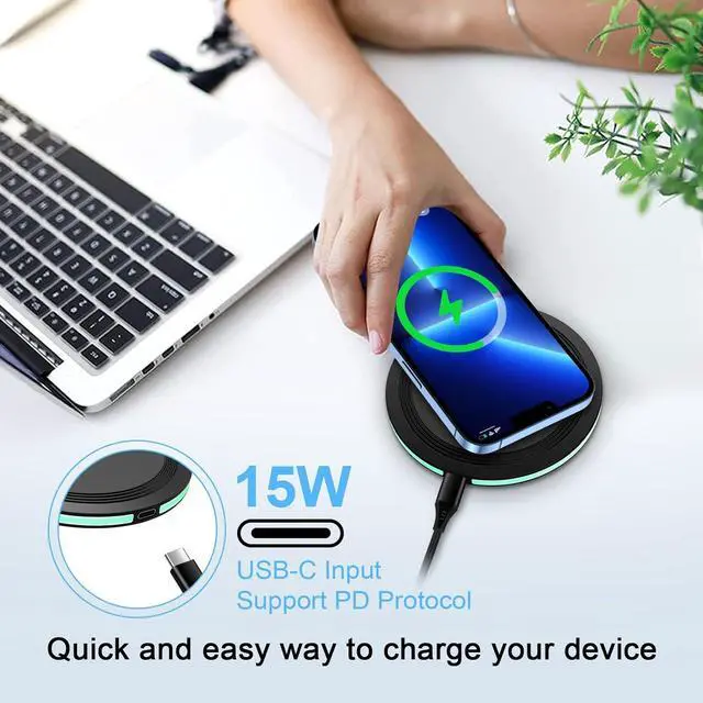 Alt view image 6 of 7 - Wireless Charger Samsung Fast Charging Pad for Samsung Galaxy S26/S25 Ultra/S24 FE/S23 Ultra/S22/S21/Z Flip 8 7 6 5,15W Wireless Charging Station Charger Mat and QC Adapter for Google Pixel 10 9 8a