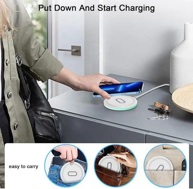 Alt view image 4 of 7 - Wireless Charger Samsung Fast Charging Pad for Samsung Galaxy S26/S25 Ultra/S24 FE/S23 Ultra/S22/S21/Z Flip 8 7 6 5,15W Wireless Charging Station Charger Mat and QC Adapter for Google Pixel 10 9 8a