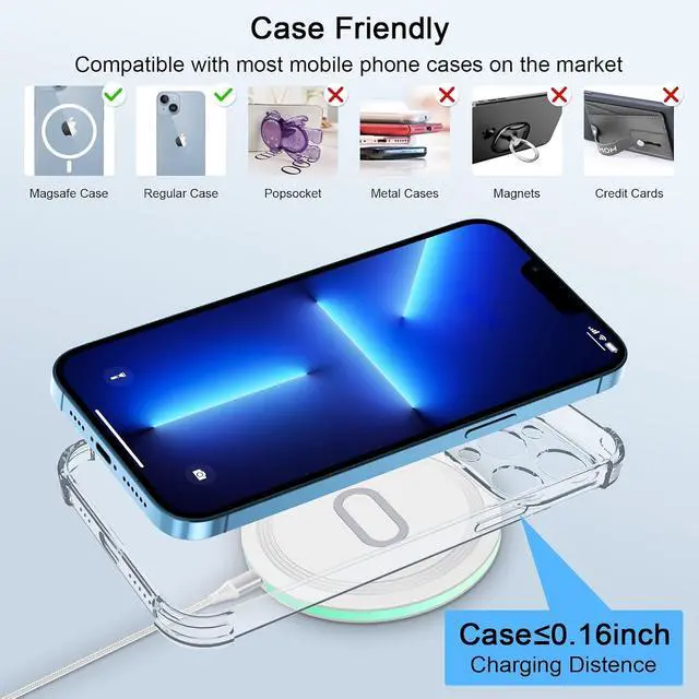Alt view image 3 of 7 - Wireless Charger Samsung Fast Charging Pad for Samsung Galaxy S26/S25 Ultra/S24 FE/S23 Ultra/S22/S21/Z Flip 8 7 6 5,15W Wireless Charging Station Charger Mat and QC Adapter for Google Pixel 10 9 8a