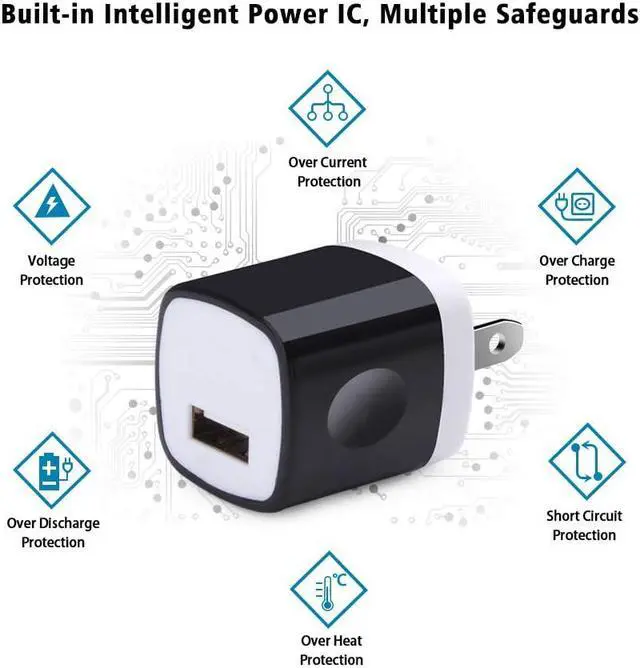 Alt view image 2 of 7 - Wall Adapter 10 Pack,UorMe 1A 5V Single Port Charger Power USB Plug Charging Cube Block Box Compatible iPhone 14 13 12 SE 11, Galaxy S23 Ultra S22 S21 FE S10e S9 A13 A03s A71 A51 Note20 Google 8A 7A