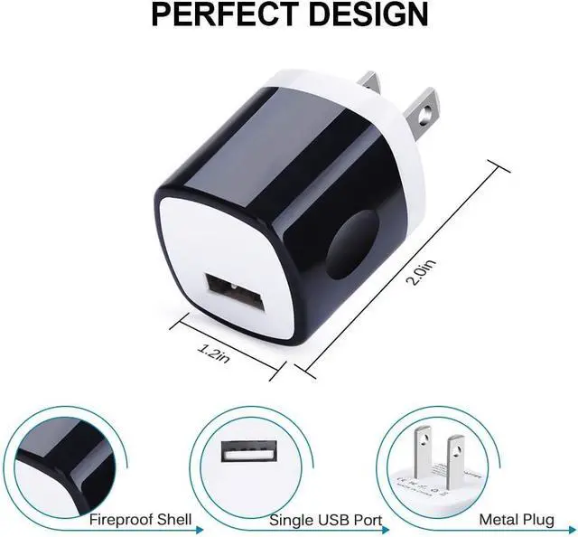 Alt view image 7 of 7 - Wall Adapter 10 Pack,UorMe 1A 5V Single Port Charger Power USB Plug Charging Cube Block Box Compatible iPhone 14 13 12 SE 11, Galaxy S23 Ultra S22 S21 FE S10e S9 A13 A03s A71 A51 Note20 Google 8A 7A