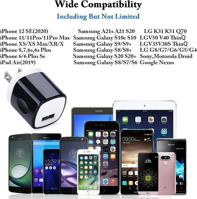 Alt view image 3 of 7 - Wall Adapter 10 Pack,UorMe 1A 5V Single Port Charger Power USB Plug Charging Cube Block Box Compatible iPhone 14 13 12 SE 11, Galaxy S23 Ultra S22 S21 FE S10e S9 A13 A03s A71 A51 Note20 Google 8A 7A