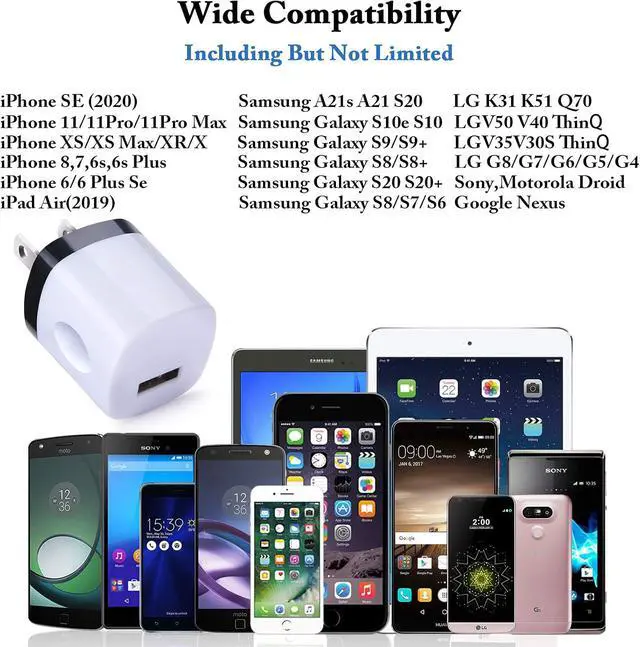 Alt view image 4 of 7 - Wall Adapter 10 Pack,UorMe 1A 5V Single Port Charger Power USB Plug Charging Cube Block Box Compatible iPhone 14 13 12 SE 11, Galaxy S23 Ultra S22 S21 FE S10e S9 A13 A03s A71 A51 Note20 Google 8A 7A
