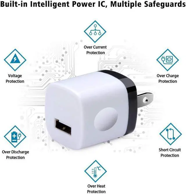 Alt view image 2 of 7 - Wall Adapter 10 Pack,UorMe 1A 5V Single Port Charger Power USB Plug Charging Cube Block Box Compatible iPhone 14 13 12 SE 11, Galaxy S23 Ultra S22 S21 FE S10e S9 A13 A03s A71 A51 Note20 Google 8A 7A