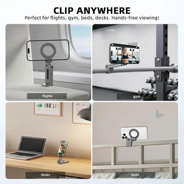 Alt view image 3 of 7 - Magnetic Tripod Phone Stand, Adjustable Foldable Aluminum Alloy Magnet Cell Phone Tripod Holder with Universal 1/4 Screw Interface for iPhones and Androids with Magnetic Ring