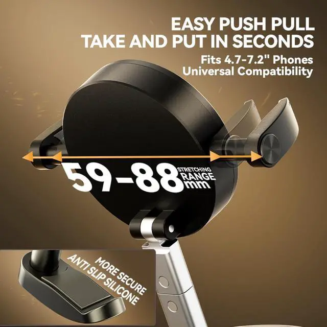 Alt view image 6 of 7 - Universal Clamp&Magnetic Suction Cup Phone Holder,360°Foldable Phone Mount for Car/Dashboard/Desk Compatible with All Phones 4-7"