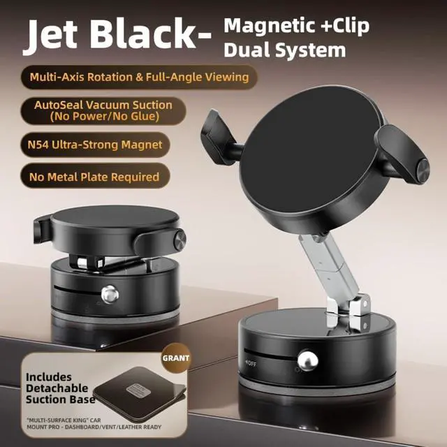 Alt view image 5 of 7 - Universal Clamp&Magnetic Suction Cup Phone Holder,360°Foldable Phone Mount for Car/Dashboard/Desk Compatible with All Phones 4-7"