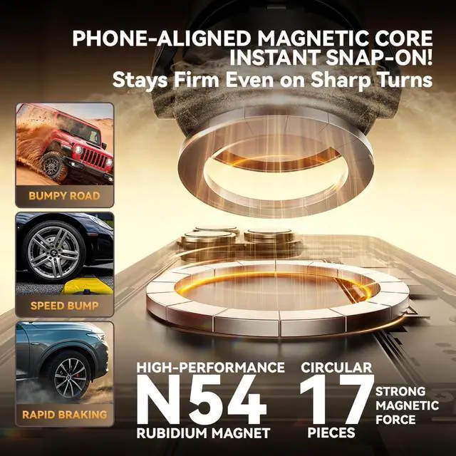 Alt view image 4 of 7 - Universal Clamp&Magnetic Suction Cup Phone Holder,360°Foldable Phone Mount for Car/Dashboard/Desk Compatible with All Phones 4-7"