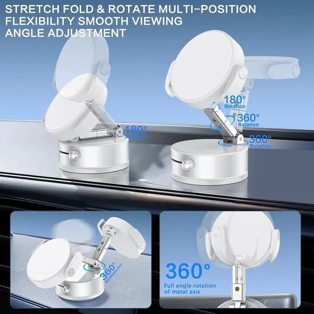 Alt view image 6 of 6 - Universal Clamp&Magnetic Suction Cup Phone Holder,360°Foldable Phone Mount for Car/Dashboard/Desk Compatible with All Phones 4-7"