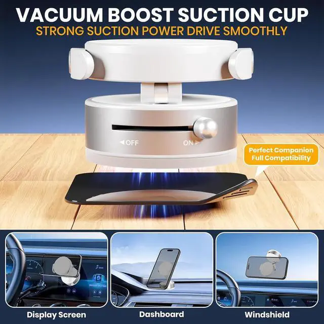 Alt view image 4 of 6 - Universal Clamp&Magnetic Suction Cup Phone Holder,360°Foldable Phone Mount for Car/Dashboard/Desk Compatible with All Phones 4-7"