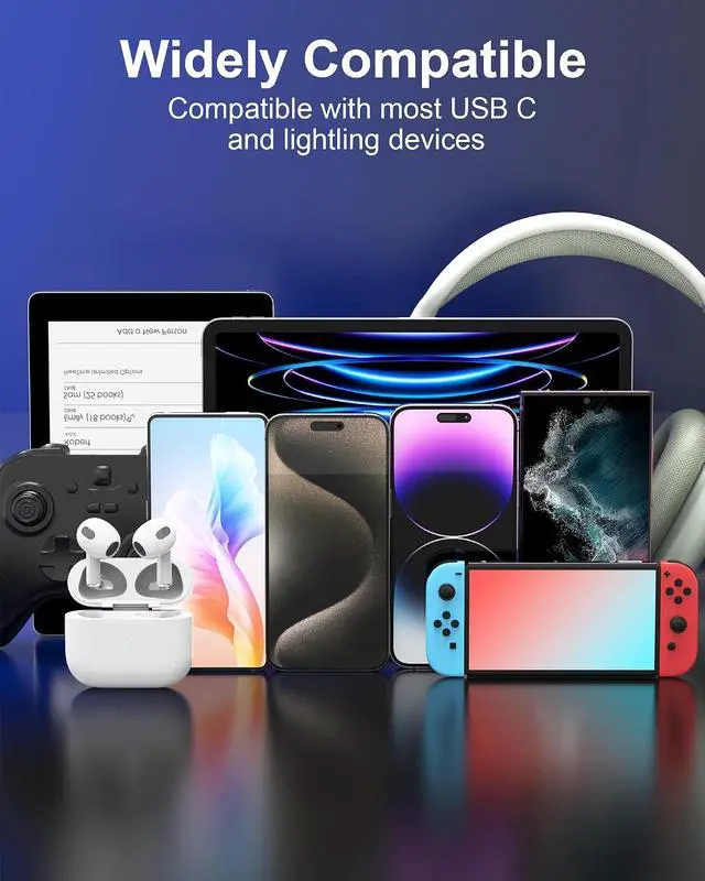 Alt view image 2 of 6 - 100W USB C Magnetic Charging Cable, 2 in 1 Charger Cable for Type C(3 Pack, 4/6.6/6.6FT) 480Mbps Data Transfer, 5A Fast Charging for Phone 17 16 15,14,13 Pro Max, MacBook Pro,Pad,Galaxy S22,
